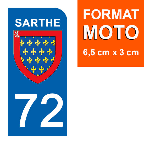 72 SARTHE - Stickers pour plaque d'immatriculation, disponible pour AUTO et MOTO