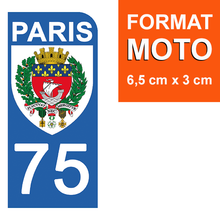 Charger l&#39;image dans la galerie, 75 PARIS - Stickers pour plaque d&#39;immatriculation, disponible pour AUTO et MOTO
