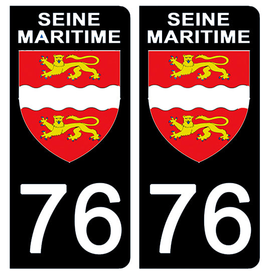 Autocollant 76 avec blason du département de la Seine-Maritime pour plaque  d'immatriculation