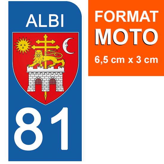 81 TARN, ALBI - Stickers pour plaque d'immatriculation, disponible pour AUTO et MOTO
