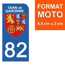 Load the image in the gallery, 82 TARN et GARONNE - License plate stickers, available for AUTO and MOTO