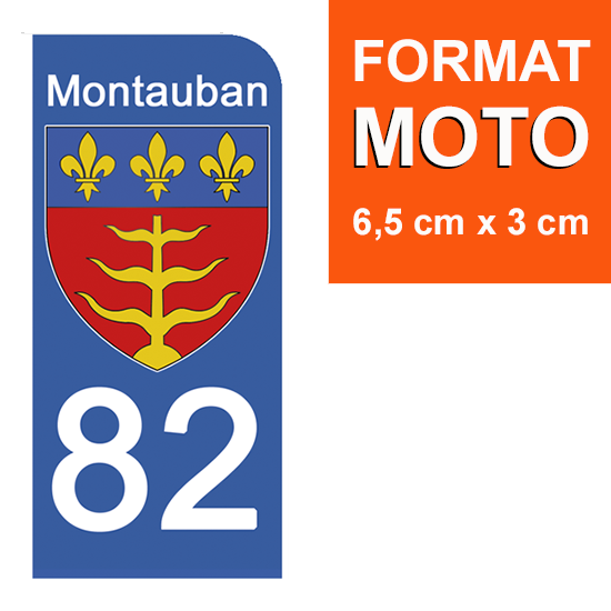 82 TARN et GARONNE, MONTAUBAN - Stickers pour plaque d'immatriculation, disponible pour AUTO et MOTO
