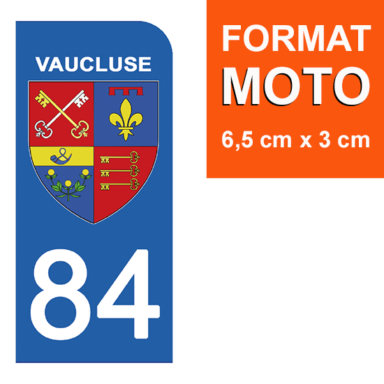 84 VAUCLUSE - Stickers pour plaque d'immatriculation, disponible pour AUTO et MOTO