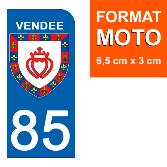 85 VENDEE - Stickers pour plaque d'immatriculation, disponible pour AUTO et MOTO