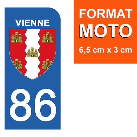 86 VIENNE - Stickers pour plaque d'immatriculation, disponible pour AUTO et MOTO
