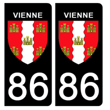 Charger l&#39;image dans la galerie, 86 VIENNE - Stickers pour plaque d&#39;immatriculation, disponible pour AUTO et MOTO
