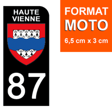 Load the image in the gallery, 87 HAUTE VIENNE - Stickers for license plate, available for AUTO and MOTO