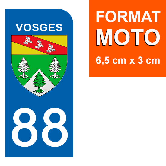 88 VOSGES - Stickers pour plaque d'immatriculation, disponible pour AUTO et MOTO