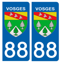 Charger l&#39;image dans la galerie, 88 VOSGES - Stickers pour plaque d&#39;immatriculation, disponible pour AUTO et MOTO
