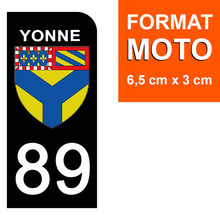 Charger l&#39;image dans la galerie, 89 YONNE - Stickers pour plaque d&#39;immatriculation, disponible pour AUTO et MOTO
