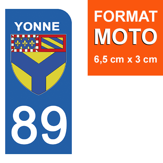 89 YONNE - Stickers pour plaque d'immatriculation, disponible pour AUTO et MOTO