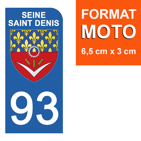 93 SEINE SAINT DENIS - Stickers pour plaque d'immatriculation, disponible pour AUTO et MOTO