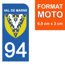 Charger l&#39;image dans la galerie, 94 VAL DE MARNE - Stickers pour plaque d&#39;immatriculation, disponible pour AUTO et MOTO
