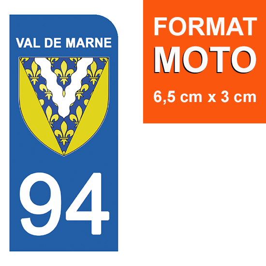 94 VAL DE MARNE - Stickers pour plaque d'immatriculation, disponible pour AUTO et MOTO