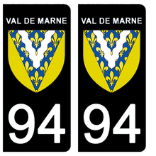 Load image into Gallery viewer, 94 VAL DE MARNE - Stickers pour plaque d&#39;immatriculation, disponible pour AUTO et MOTO
