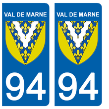 Load the image in the gallery, 94 VAL DE MARNE - Stickers for license plate, available for CAR and MOTO