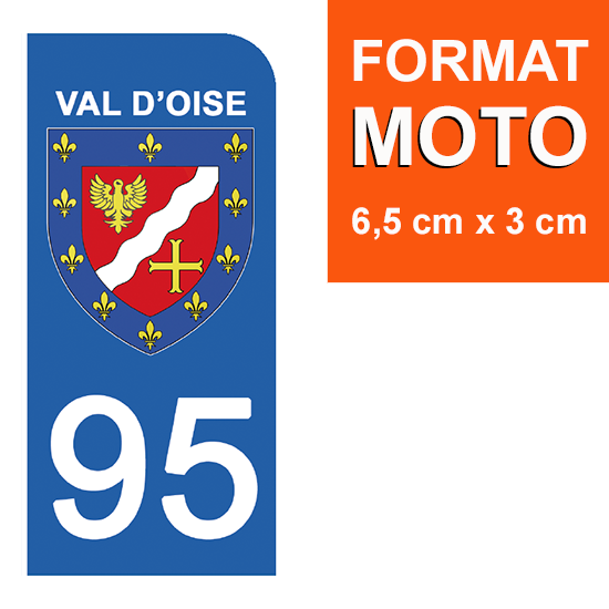 95 VAL D'OISE - Stickers pour plaque d'immatriculation, disponible pour AUTO et MOTO