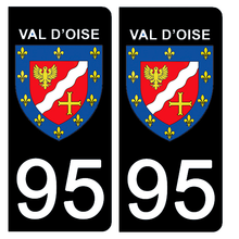 Charger l&#39;image dans la galerie, 95 VAL D&#39;OISE - Stickers pour plaque d&#39;immatriculation, disponible pour AUTO et MOTO
