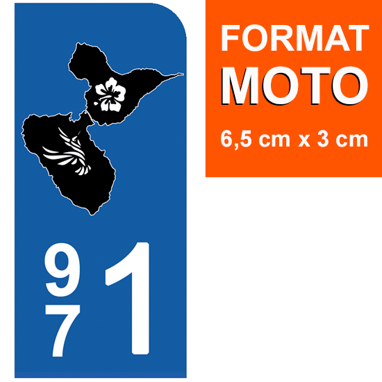 971 GUADELOUPE - Stickers pour plaque d'immatriculation, disponible pour AUTO et MOTO
