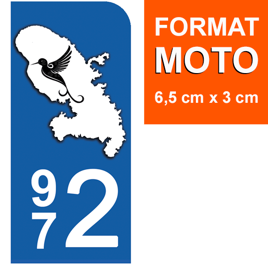 972 MARTINIQUE - Stickers pour plaque d'immatriculation, disponible pour AUTO et MOTO