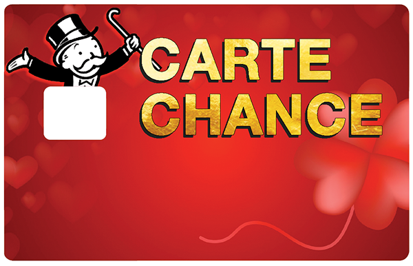 Carte Chance - Sticker pour carte bancaire, disponible en deux formats.