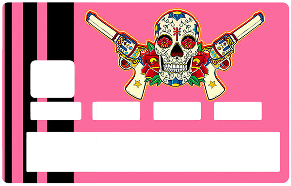 Catarina Calavera, la santa muorte, pink & black,- sticker pour carte bancaire