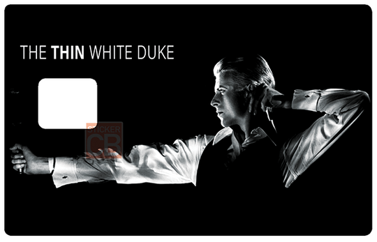 Tribute to DAVID BOWIE, The Thin white duke - Sticker pour carte bancaire, disponible en deux formats.