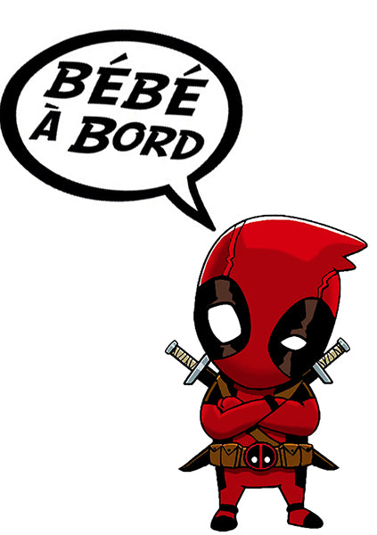 Sticker, Bébé à bord ! Baby Deadpool determiné