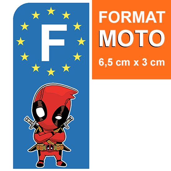 Stickers pour plaque d'immatriculation MOTO EUROBAND - DEADPOOL - bleu ou noir