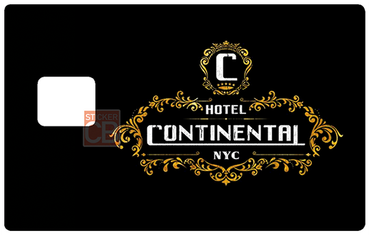 Hotel Continental, New York – Aufkleber für Kreditkarten, in zwei Formaten erhältlich.