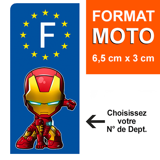Sticker pour plaque d'immatriculation MOTO EUROBAND - IRONMAN - bleu ou noir