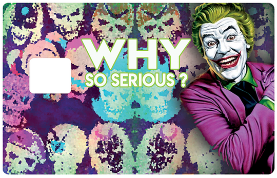 Le JOKER - Sticker pour carte bancaire, disponible en deux formats.