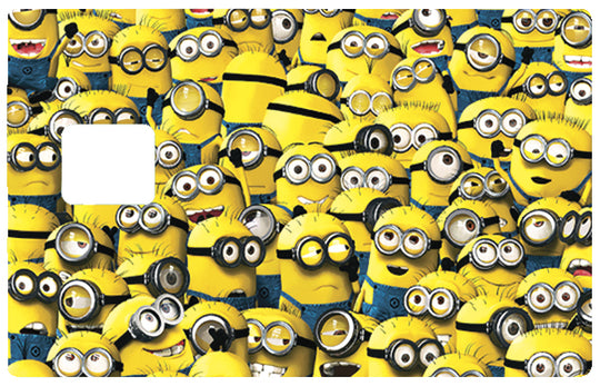 Minions en vrac - Sticker pour carte bancaire, disponible en deux formats.