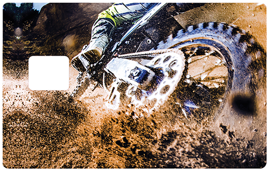 MOTO CROSS - enduro - Sticker pour carte bancaire, disponible en deux formats.