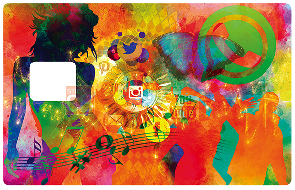 Music and LIve - sticker pour carte bancaire