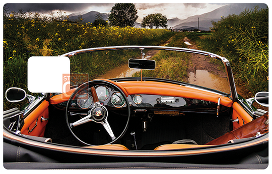 Cabriolet de rêve - sticker pour carte bancaire, format US