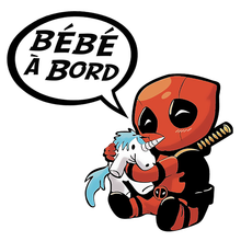 Charger l&#39;image dans la galerie, Sticker, Bébé à bord ! Deadpool et sa licorne
