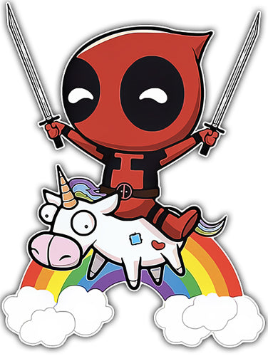 Sticker Deadpool attaque vache