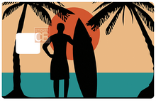 Laden Sie ein Bild in die Galerie hoch, Surfen, Strand und Kokospalmen – Kreditkartenaufkleber