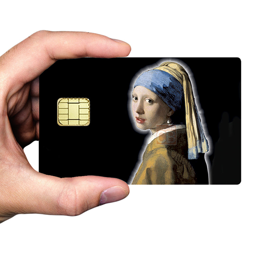 La Jeune Fille à la perle de Johannes Vermeer - sticker pour carte bancaire