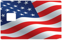 Load the image in the gallery, American flag in the wind - credit card sticker