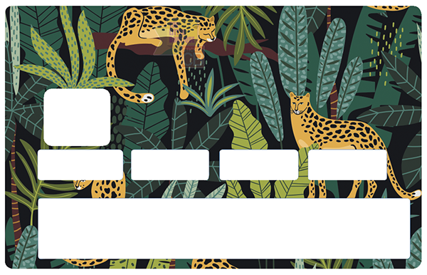 Leopards dans la jungle - sticker pour carte bancaire