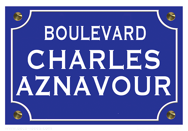 Sticker, plaque de rue, CHARLES AZNAVOUR