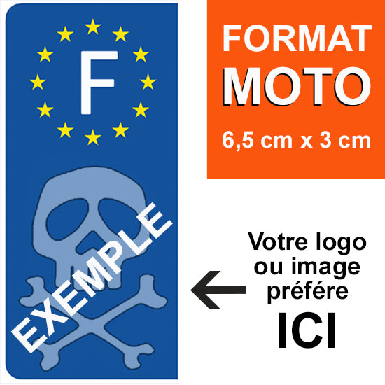 Personnalisez votre sticker pour plaque d'immatriculation MOTO EUROBAND- Bleu ou Noir