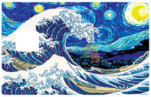 Load the image in the gallery, The Wave of Kanagawa Vs the starry night - sticker for credit card