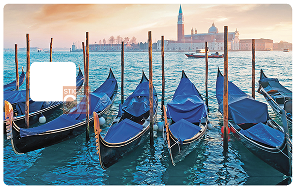 Venise, les gondoles - sticker pour carte bancaire